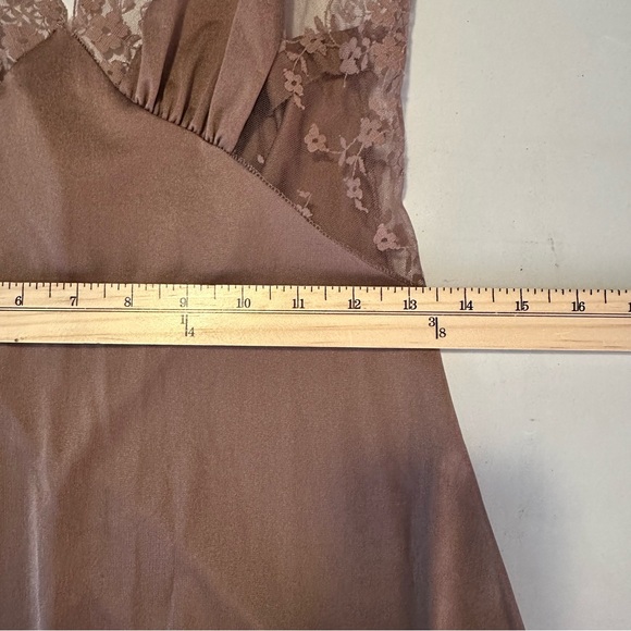 Vtg Blanche by Ralph Montenero Mocha Brown Nylon Full Length Gown Negligée Sz M - Picture 11 of 12